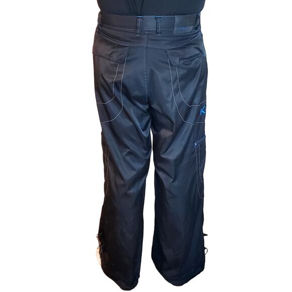 Vtg Kik Wear Baggy Wide Leg Black 90s Raver Skate Cargo Pants PunkCore Nylon Y2K - Picture 3 of 16